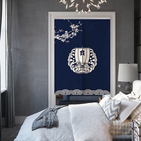 1 Rideau Noren Motif Navire Style Japonais 85x120cm Séparation Porte Cuisine Chambre Restaurant (1/5)