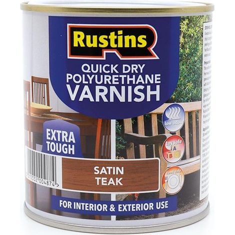 Rustins PSTEW500 Quick Dry Polyurethane Varnish Satin Teak 500ml PSTEW500 RUS4145