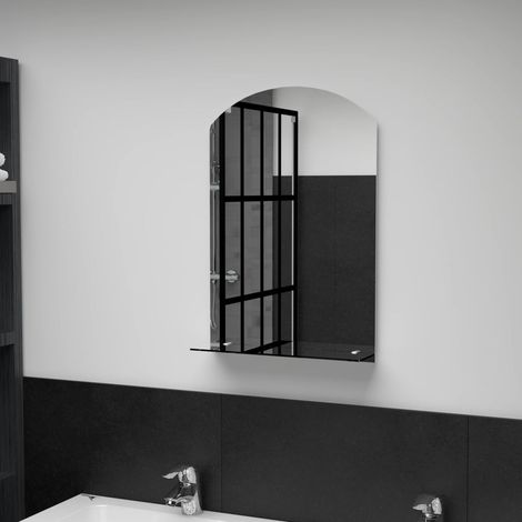 Miroir mural avec étagère Miroir déco pour Salle de bain Salon Chambre ou Dressing 40x60 cm Verre trempé 66129