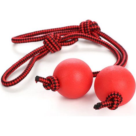 2 palline elastiche da mordere per cani, ideali per la toelettatura e il gioco, corda con pallina per addestramento e divertimento, colore rosso, diametro 6,5 cm, lunghezza 44 cm. (1/5)