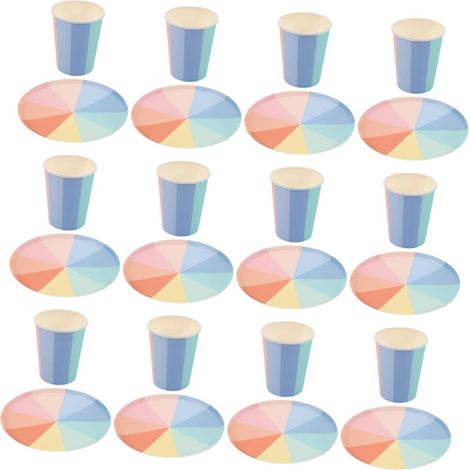 Ensemble 20 assiettes et gobelets en papier colorés pour les fêtes d'anniversaire, les goûters et les célébrations de fêtes (1/5)