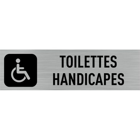 Pictogramme Toilettes Handicapés (Q0005).- Adhésif aspect aluminium brossé - (1/5)
