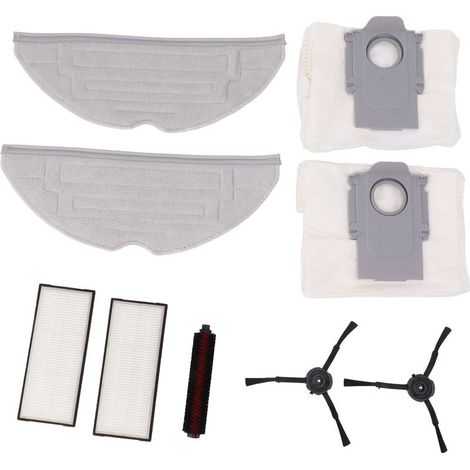 Kits d'accessoires pour aspirateur Roborock G20 : 1 brosse autonettoyante, 2 serpillères, 2 sacs à poussière, 2 filtres, 2 brosses latérales noires (1/5)