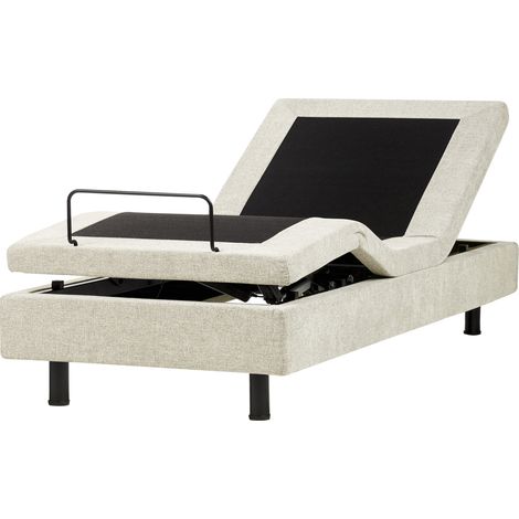 Cama articulada eléctrica moderna mando a distancia ajustable tapicería de tela beige 90 x 200 cm Duke II