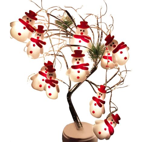 Guirlande lumineuse LED bonhomme de neige pour Noël, sapin de Noël, décoration de fêtes (bonhomme de neige de Noël), 1,65 m, 10 LED - Fonctionne sur piles (1/5)