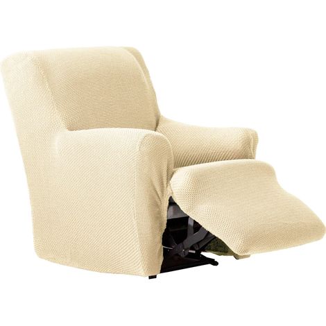 Housse de fauteuil pieds ensemble de relaxation bi-élastique en une pièce, respirante et facile à installer - Housse de fauteuil pieds ensemble couleur écru, protection complète avec mousses
