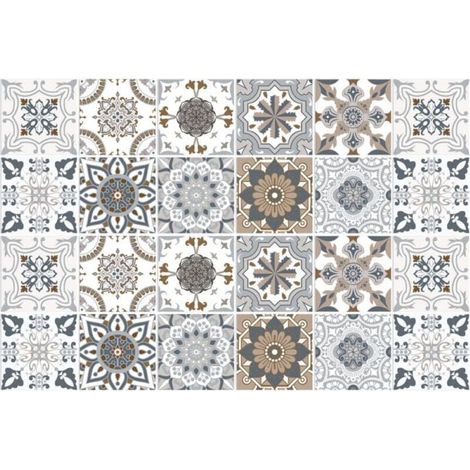 Carrelage Adhésif 20x20 Style Industriel Credence Adhesive pour Cuisine Brique,24 Pcs Stickers Muraux Salle de Bains Cuisine Carrelage Adhesif Mural avec Motifs de Carrelage Dalle Pvc Adhesi (1/4)