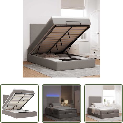 vidaXL Estructura de cama otomana colchón tela gris pardo 120x200cm (1/5)