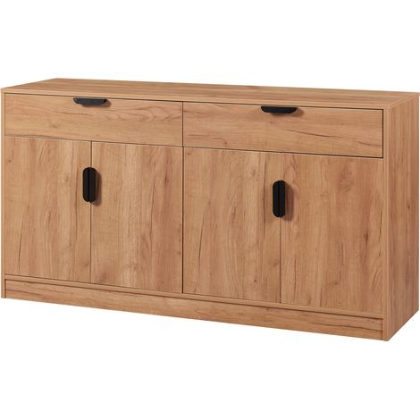 Credenza cassettiera mobile contenitore per soggiorno ingresso camera da letto MDF 75 x 140 x 40 cm effetto rovere 030009047