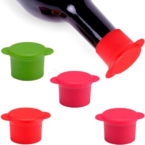Bouchon En Silicone - Etanche À L'Air Pour Bouteilles En Verre - Réutilisable Et Incassable - Pour Vin Et Bière - Lot De 5 (1/5)