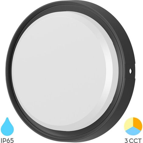Applique murale ronde LED 12W Noir 3en1 IP65 (1/4)