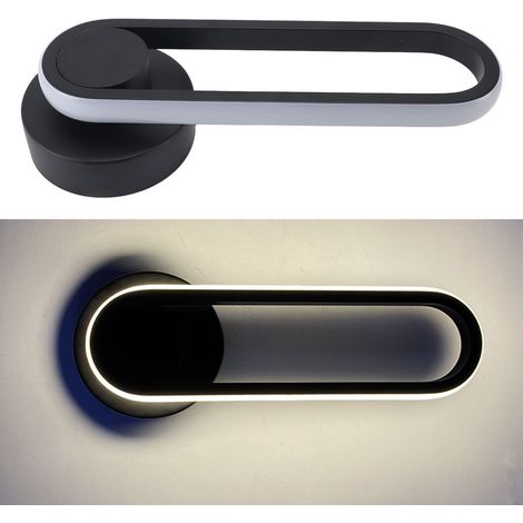 Applique murale noire en forme de U lampe LED moderne à lumière chaude câblée pour chambre coucher salon salle bain couloir 90 265 V (1/4)