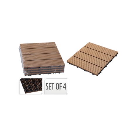 Piastrelle effetto legno 30 x 30 cm per terrazza, 4 pezzi