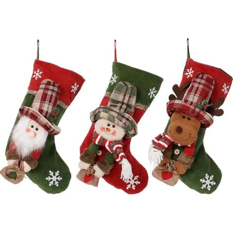 Chaussettes de Noël, grandes chaussettes à suspendre, joli sac cadeau de bonbons et jouets, décoration de Noël, articles de fête, cadeau pour toute la famille (1/5)