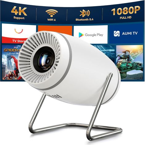 4K Mini Portable Projector WiFi 6 BT 5.4, Video Projector with Auto Keystone, 130 Inch, 180° Rotation, Compatible with HDMI/TV Stick/USB/PS5 [Built-in App] (1/5)