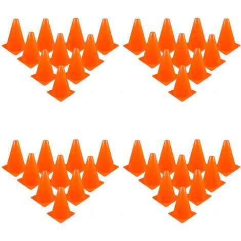 40 cônes de signalisation - 18 cm (7 pouces) - Cônes polyvalents pour activités sportives, notamment pour les fêtes sur le thème de la construction et l'entraînement de football. (1/5)