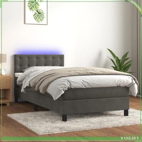 Sommier tapissier - FAF7291712411007 - 90x190 cm - Matelas 20 cm ressorts ensachés - Bande LED intégrée (1/5)