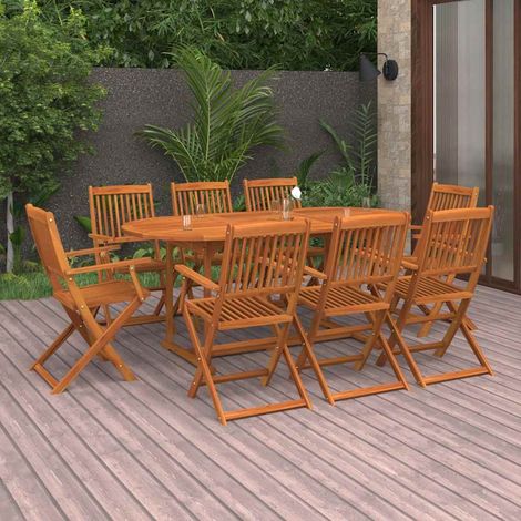 vidaXL Ensemble à manger de jardin 9 pcs bois massif d'acacia (1/5)
