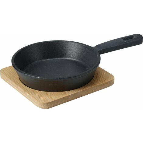 Piatto da tapas in ghisa con base in bambù