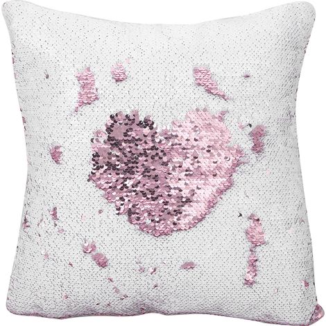 Housse de coussin à sequins bicolores à faire soi-même avec sequins rabattables - Coussin magique (rose + blanc) (1/5)