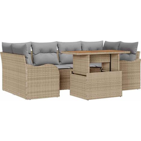 Garden Sofa Set with Storage 7 pcs Beige Poly rattan vidaXL (1/5)