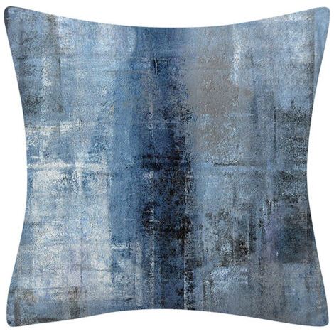BUNTHAUS Blauer und grauer abstrakter Kunst-Kissenbezug, moderne Galerie, dekorativer Kissenbezug für Schlafzimmer, Sofa, Wohnzimmer (1/4)