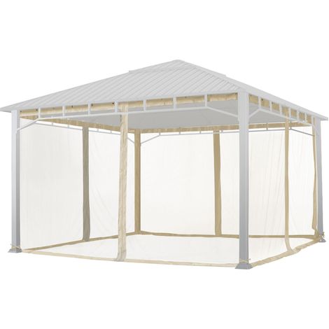 TOOLPORT Moskitonetz für Gartenpavillon Sunset Superior 4x4 m - Polyester - Insektengitter mit Reißverschluss - champagenr (1/5)