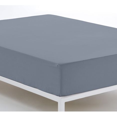 Bajera ajustable color acero - Cama de 180 (alto 35 cm) - 100% algodón - 200 hilos. Gramage: 125 (1/3)