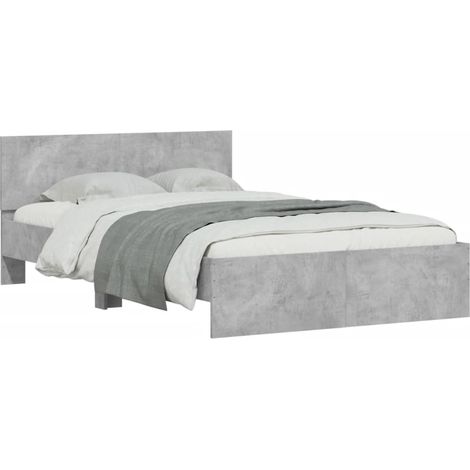 vidaXL Bettgestell mit Kopfteil Grau Beton 120x190 cm