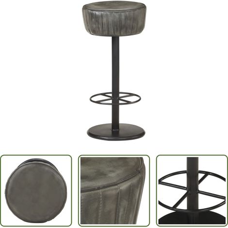 Tabouret de bar -  Tabouret de bar Gris Cuir véritable (1/5)