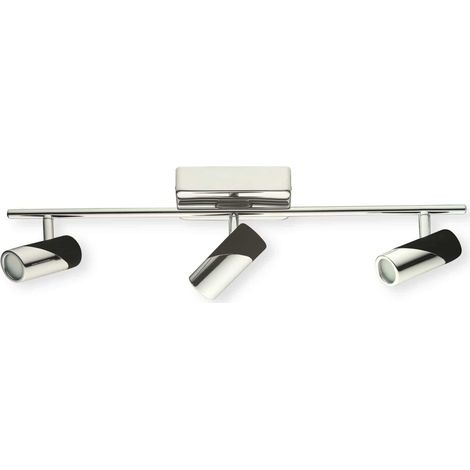 LED Deckenlampe Wohnzimmerleuchte Deckenleuchte Esszimmerlampe Schlafzimmerleuchte Spotstrahler, Stahl chrom Alu schwarz, 3 Flammig Spots beweglich, 5W 1440Lm 3000K warmweiß, L 57,5 cm (1/3)
