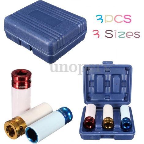 YMYNY 3-teiliger Felgenmuttern-Steckschlüsselsatz, 1/2-Zoll-Antrieb, beschichtet, 17, 19, 21 mm – (1/4)