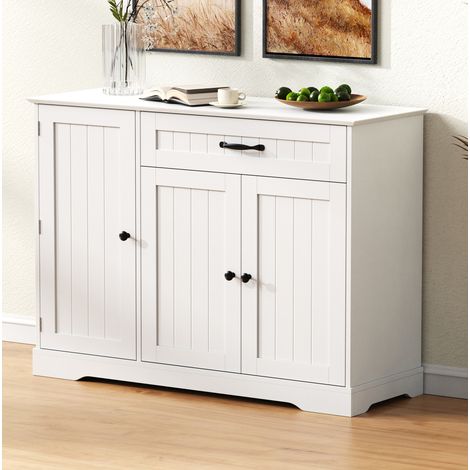 Sideboard 3 ante e 1 cassetto bianco in MDF con ripiani regolabili (1/5)