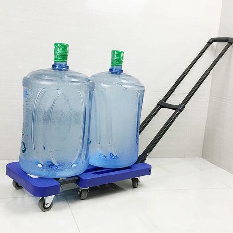 Mini-remorque pliable et portable, chariot à main, chariot à plateau, chariot de marchandises, chariot à bagages, chariot robuste, bleu amélioré avec roues en caoutchouc de 5 cm (2 pouces) (1/5)