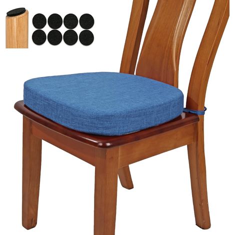 Coussin de chaise de salle à manger en lin original épaissi de 2,5" (6,3 cm), en forme de U, mousse haute densité, coussin de chaise confortable pour cuisine, coussin de siège d'intérieur (1/5)