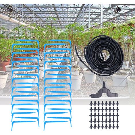 Kit d'irrigation goutte à goutte de 15 m avec tuyau d'arrosage et accessoires pour jardin, serre et semis (1/5)