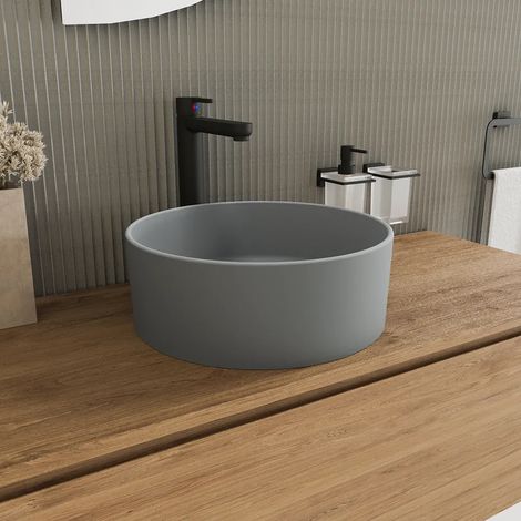 Lavabo da appoggio tondo 37 5x37 5x13 5 grigio Tirreno (1/5)