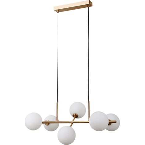Suspension moderne laiton miel 6xG9 Mirellio Italux