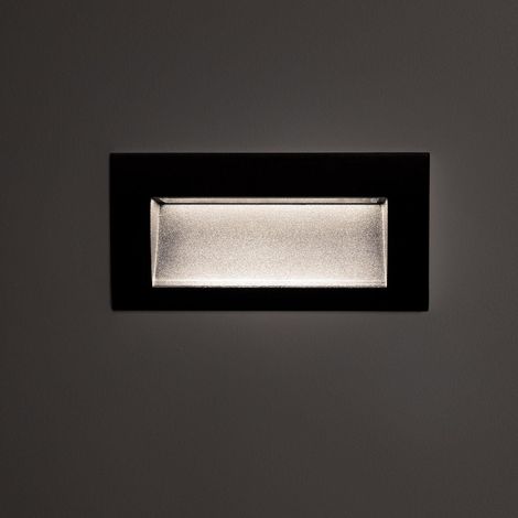 Baliza Exterior LED 4W Empotrable Pared Rectangular Aluminio y Cristal Edulis 4000K Negro Blanco Neutro (1/5)