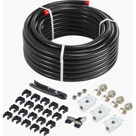 Kit Conduite de Compresseur d'Air, 30,48 m x 19,05 mm, Système de Tuyauterie d'Air Comprimé en PEHD Aluminium, Étanche, Facile à Installer, Kit Tubes d'Air Comprimé pour Garages, Ateliers, Noir (1/5)