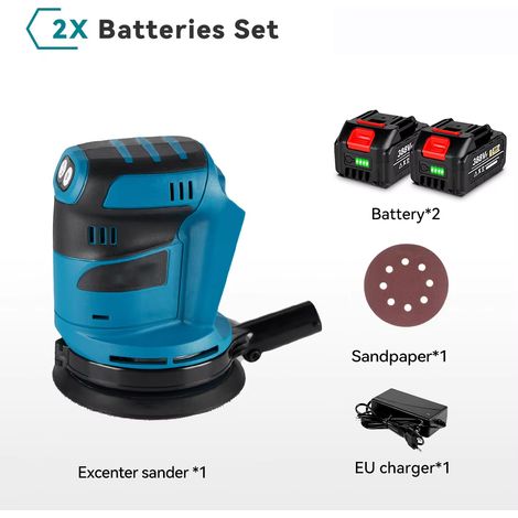 Ponceuse orbitale électrique 125MM meulage sans fil ponçage Machine de polissage outil électrique pour le travail du bois pour broche de batterie Makita-2xBattery (1/5)