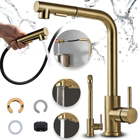 Grifo de cocina multifuncional Heckermann SZ-888 color oro. (1/5)