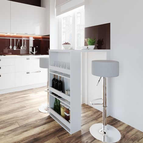 Bartisch-Set , Weiß, 57 x 80 cm mit 2 Barhockern, Vicco