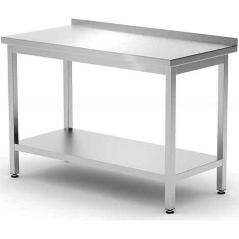 Mesa de trabajo de pared con borde de estante Budget Line ACERO 1000 x 600 x 850 mm - Hendi 817278