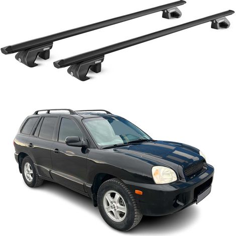 OMAC Dachträger Aluminium TÜV geprüft für Hyundai Santa Fe I 2001-2006 – Für Standard Dachreling – T Nut – Max 90 kg – 2 Schlösser Schwarz (1/5)