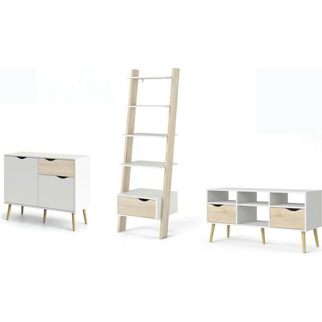 Dmora - Libreria Apiro, Scaffale da ufficio, Mobile portalibri, Biblioteca, 207x166 h84 cm, Bianco e Quercia