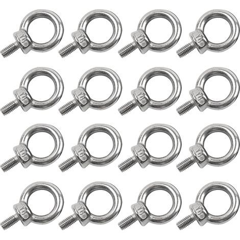 16 Boulons à Oeillet M6, Acier Inoxydable 304, Boulon à Anneau, Anneaux à Vis, Pour Fixation et Suspension (1/5)