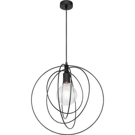 Plafonnier sphérique noir 1 ampoule E27 (1/4)