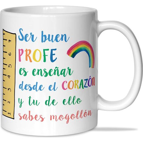 Tasse pour profe Tasse être Bon Profe est d'enseigner du cœur et vous savez mogollon Cadeau Tasse Maître Maître Tasse Petit Déjeuner Café Céramique 350ml Fin de cours (1/5)