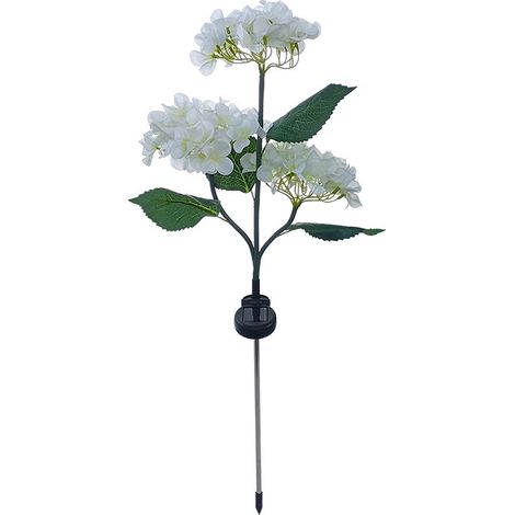 Grenzüberschreitende LED-Solarleuchte, künstliche Hortensie, wasserdichte Stehlampe für Garten, Hof oder Balkon (3 weiße Hortensien, solarbetrieben) (1/5)